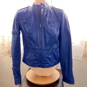 NEW - GILI Blue Leather Jacket